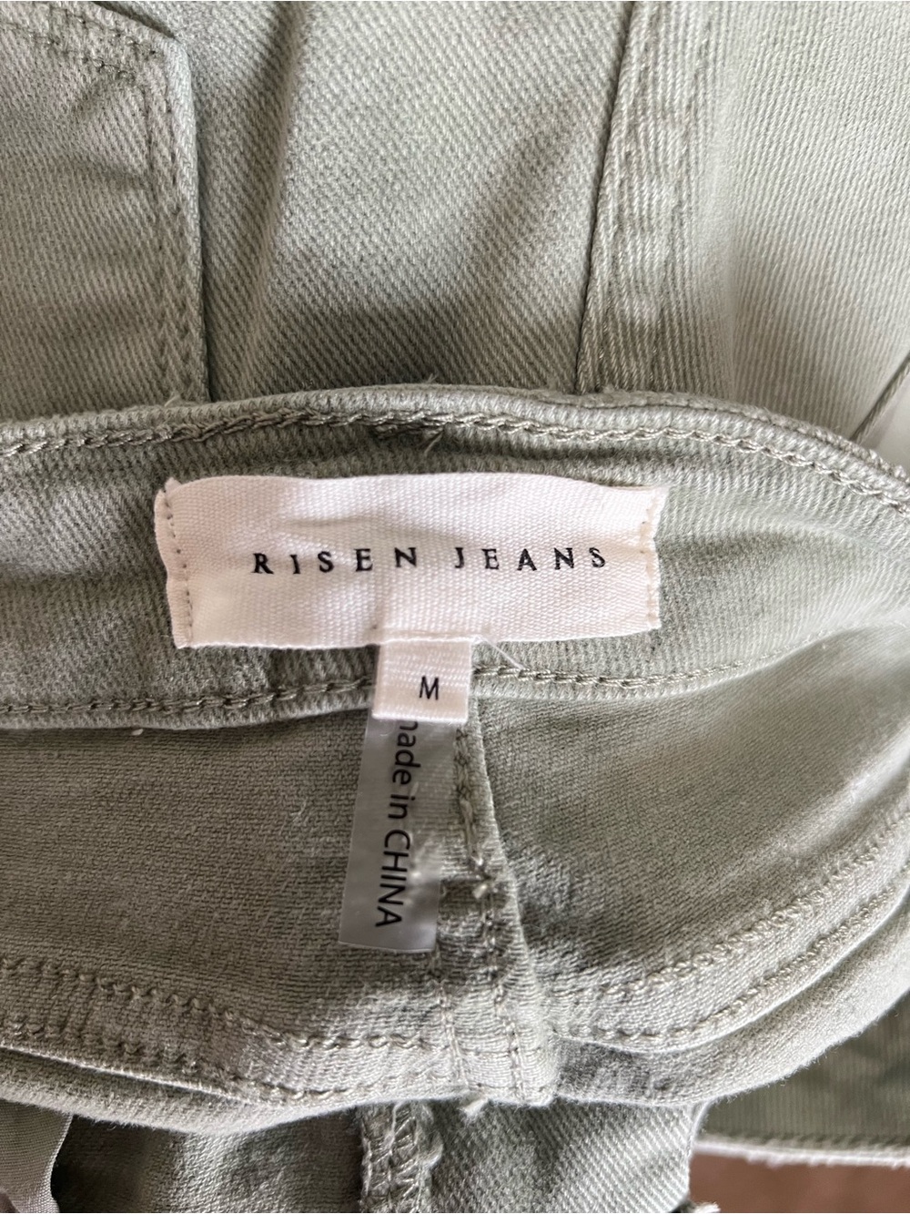 RISEN Olive Green Distressed Denim Shorts - Picture 2 of 11